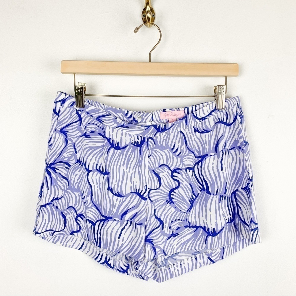 Lilly Pulitzer Women’s Blue Sea Shell Lightweight Shorts Sz 2